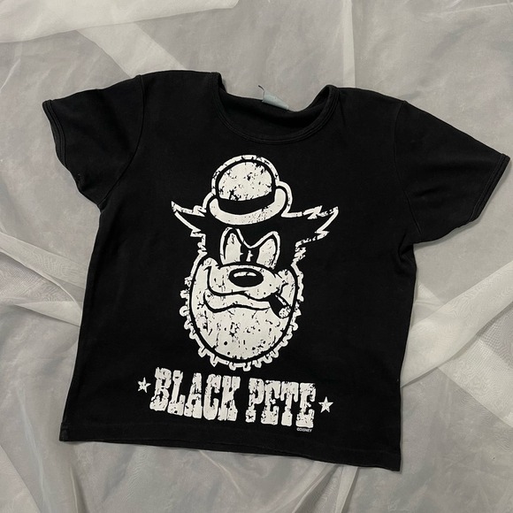 Vintage 00s black graphic baby tee (XS) black Pete Disney - Picture 5 of 7